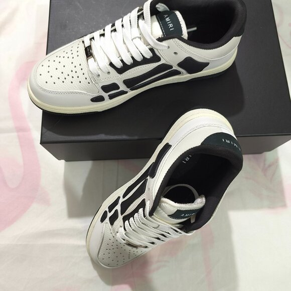 Amiri Black And White Leather Lace-Up Sneakers - Picture 1 of 9